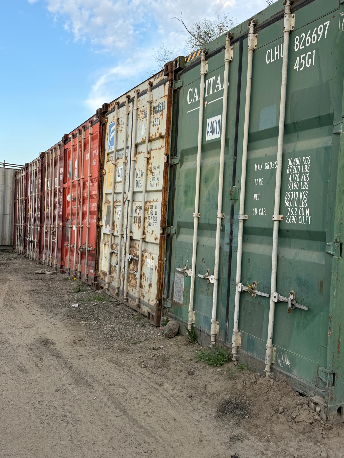 Green container at the storage site